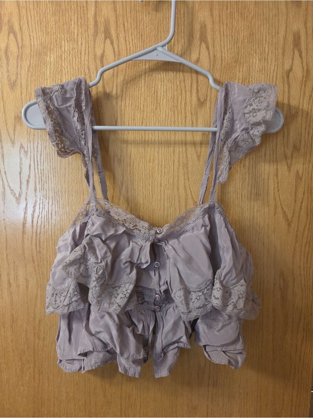 Free People Lace-Trim Ruffle Camisole - Taupe